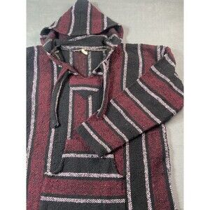 Y2K Mexican Baja Drug Rug Striped Hoodie Grunge Skater Outdoor Men's XL